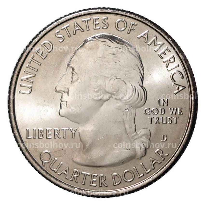 Монета 25 центов 2014 года D №24 Национальный парк Грейт-Санд-Дьюнс (вид 2)