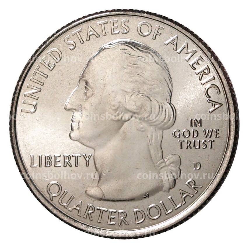 Монета 25 центов 2010 года D №1 Национальный парк Хот-Спрингс (вид 2)