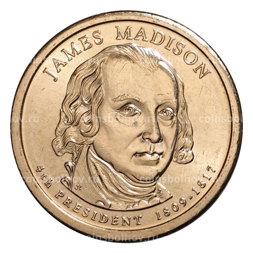Монета 1 доллар 2007 года D Джеймс Мэдисон 4-й президент США