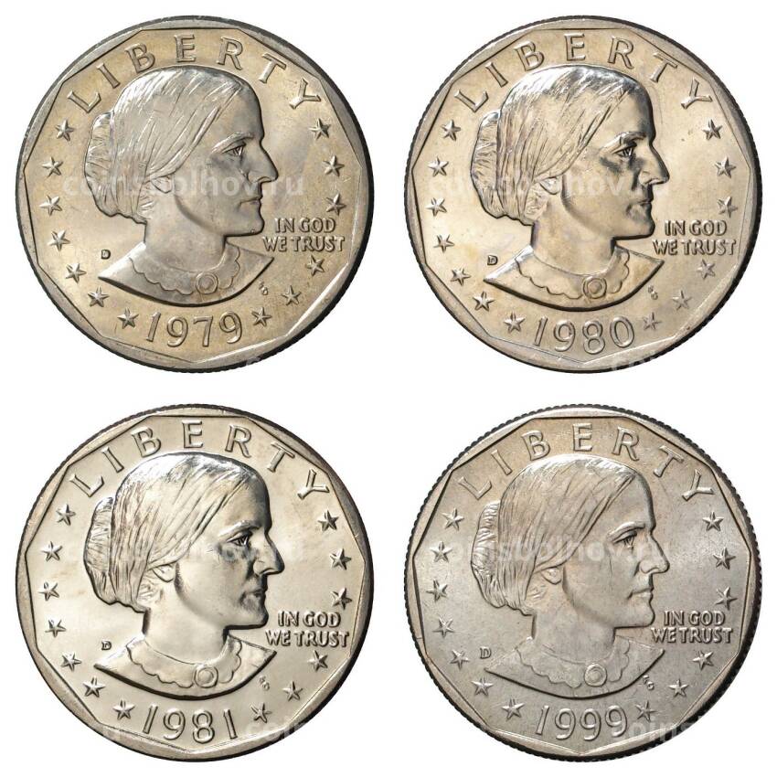 Набор монет 1 доллар 1979-1999 Сьюзен Энтони - Монетный двор D 
