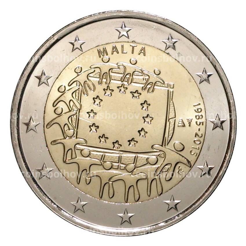 Монета 2 евро 2015 года 30 лет флагу ЕС - Мальта