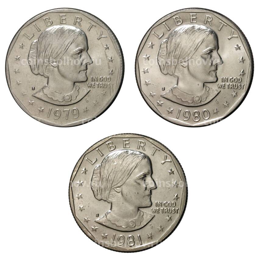 Набор монет 1 доллар «Сьюзен Энтони» — Монетный двор S