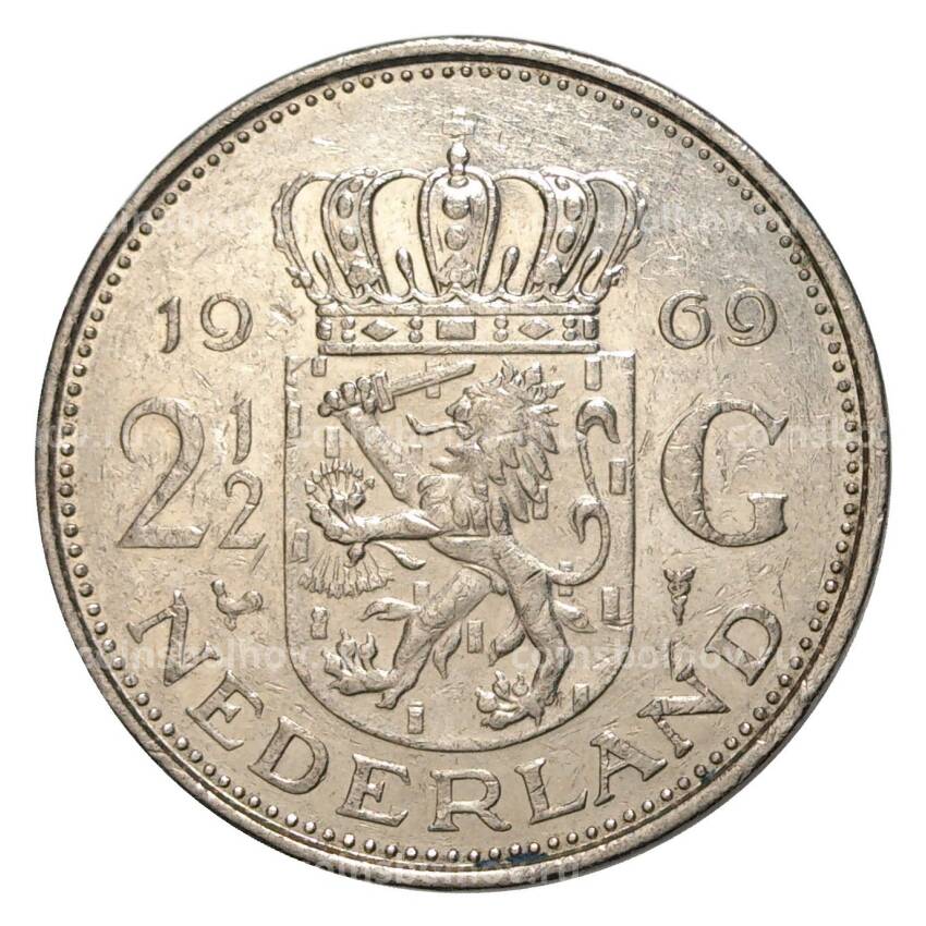 Монета 2 1/2 гульдена 1969 года Нидерланды