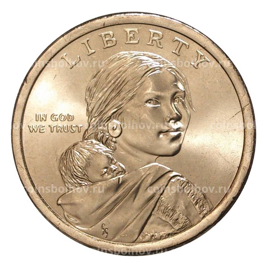 Монета 1 доллар 2017 года P Сакагавея — Секвойя (вид 2)