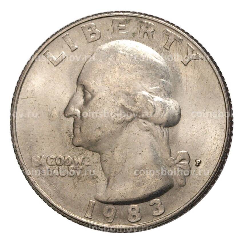 Монета 25 центов (1/4 доллара) 1983 года Р — США