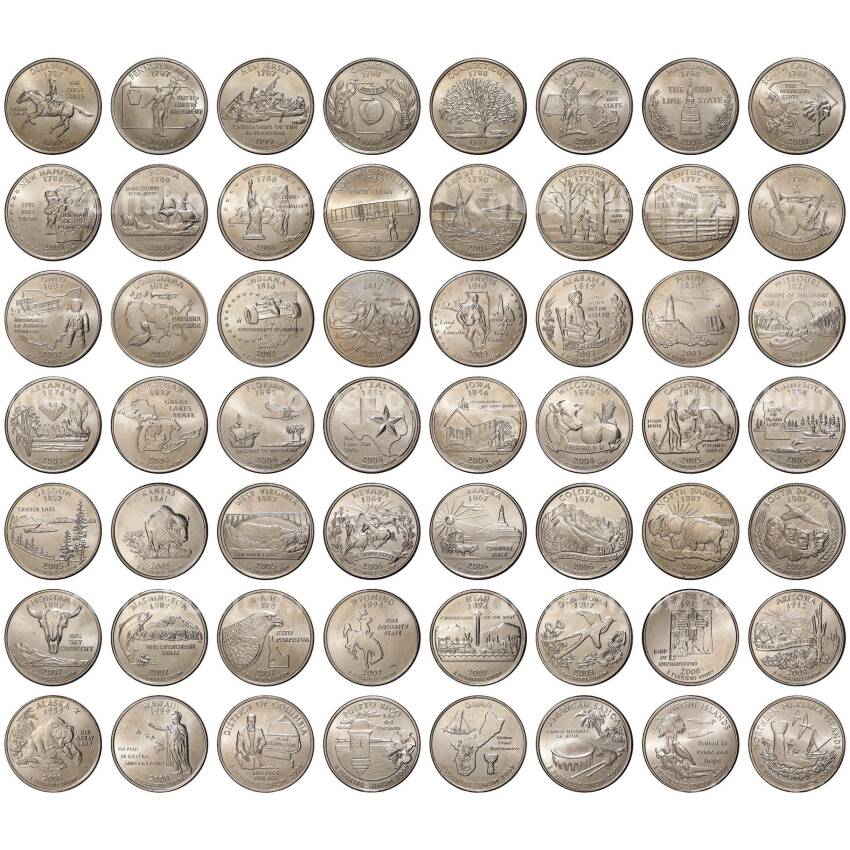 Набор монет 25 центов Штаты и территории P