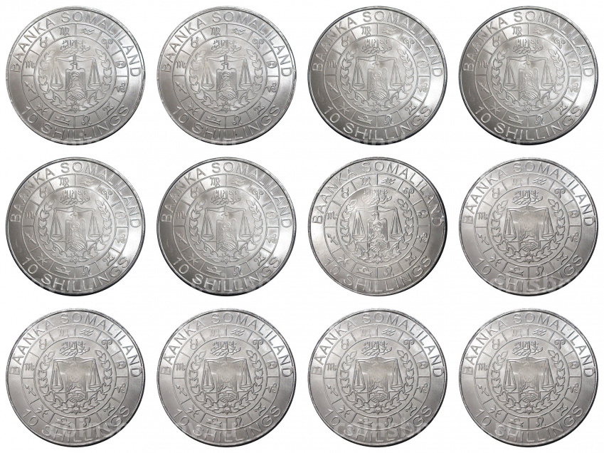 Набор монет 10 шиллингов 2012 года Сомалиленд «Знаки зодиака» (вид 2)