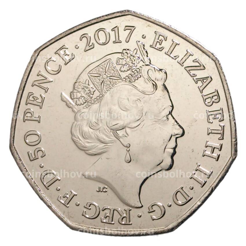 Монета 50 пенсов 2017 года Великобритания «Беатрис Поттер — Котенок Том» (вид 2)