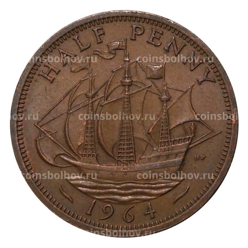 Монета 1/2 пенни 1964 года