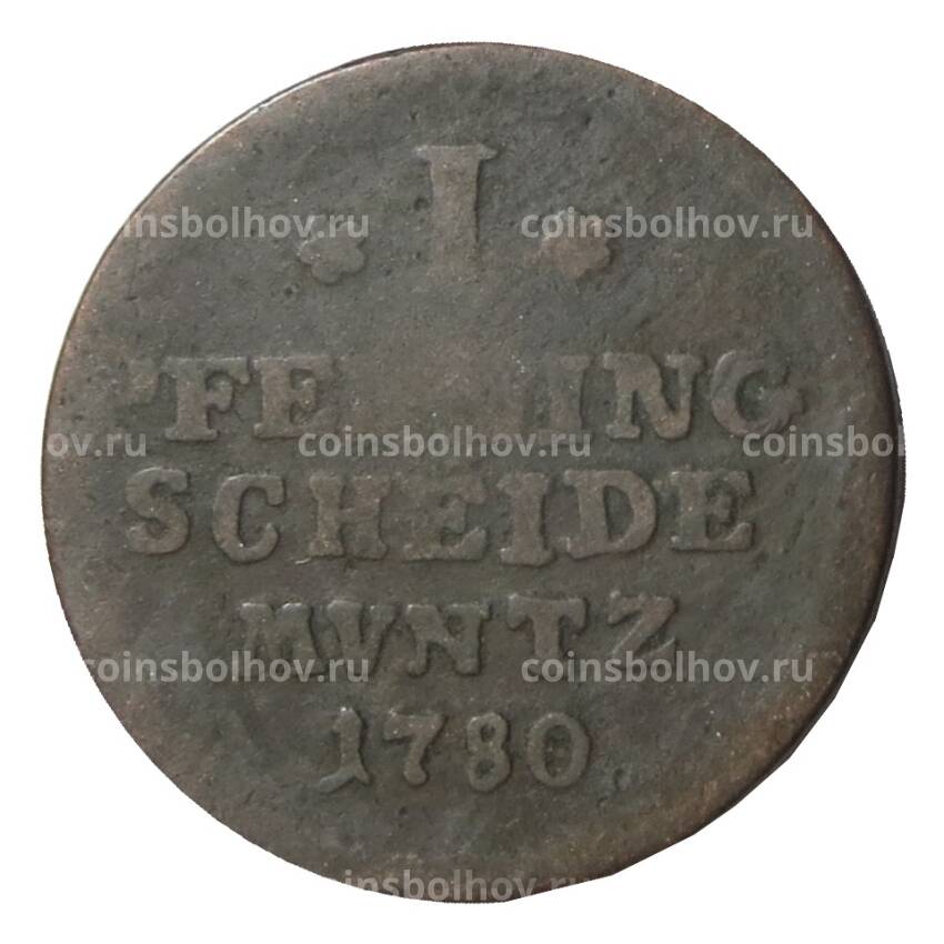 Монета 1 пфенниг 1780 года Германские государства — Брауншвейг-Вольфенбюттель