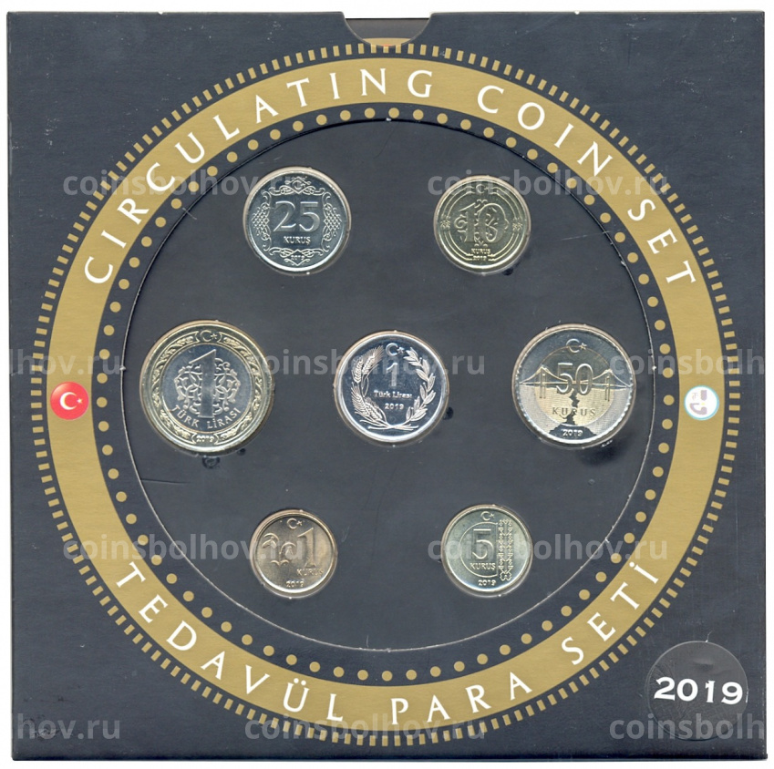 Годовой набор монет 2019 года Турция в подарочном буклете (вид 3)
