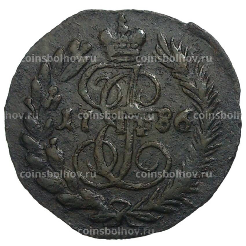 Монета Полушка 1786 года КМ