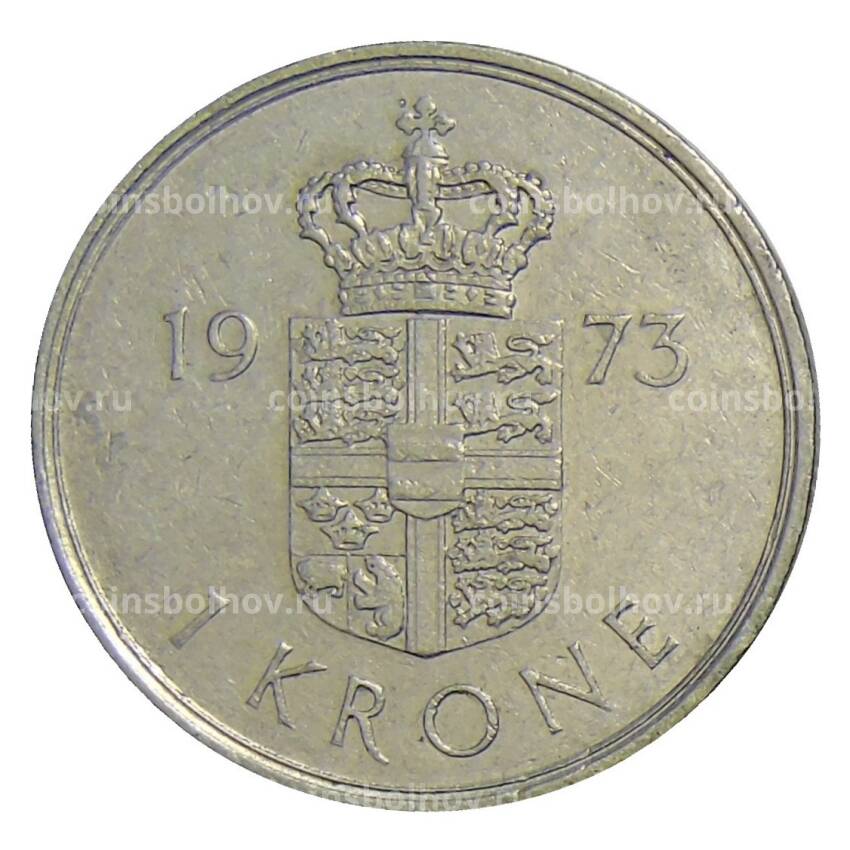 Монета 1 крона 1973 года Дания