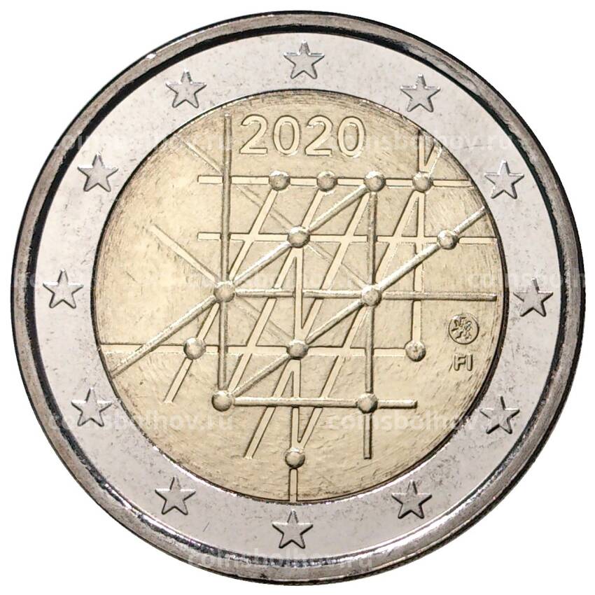 Монета 2 евро 2020 года Финляндия — 100 лет Университету Турку