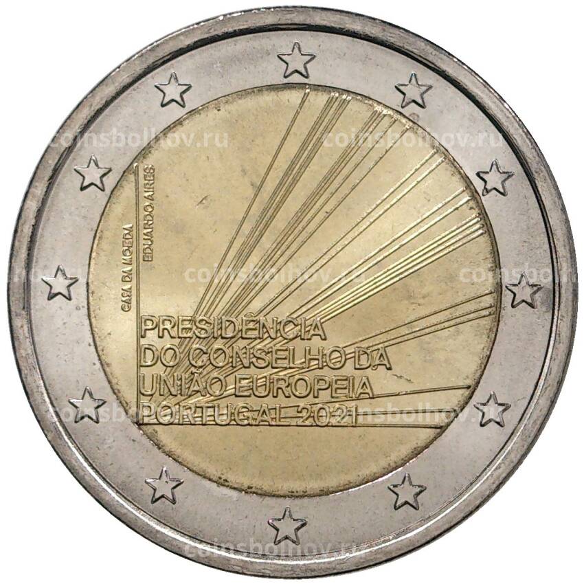 Монета 2 евро 2021 года Португалия — Председательство Португалии в Совете ЕС