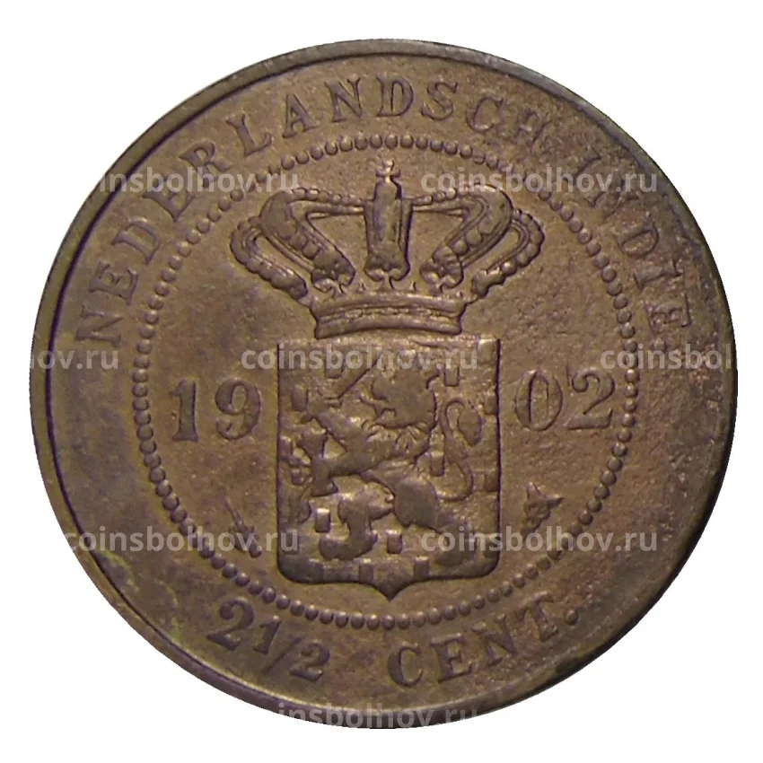 Монета 2.5 цента 1902 года Нидерландская Индия