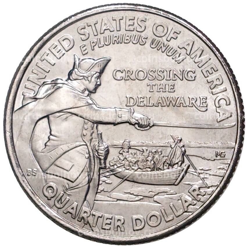 Монета 1/4 доллара (25 центов) 2021 года P США «Джордж Вашингтон — Переправа через реку Делавэр»