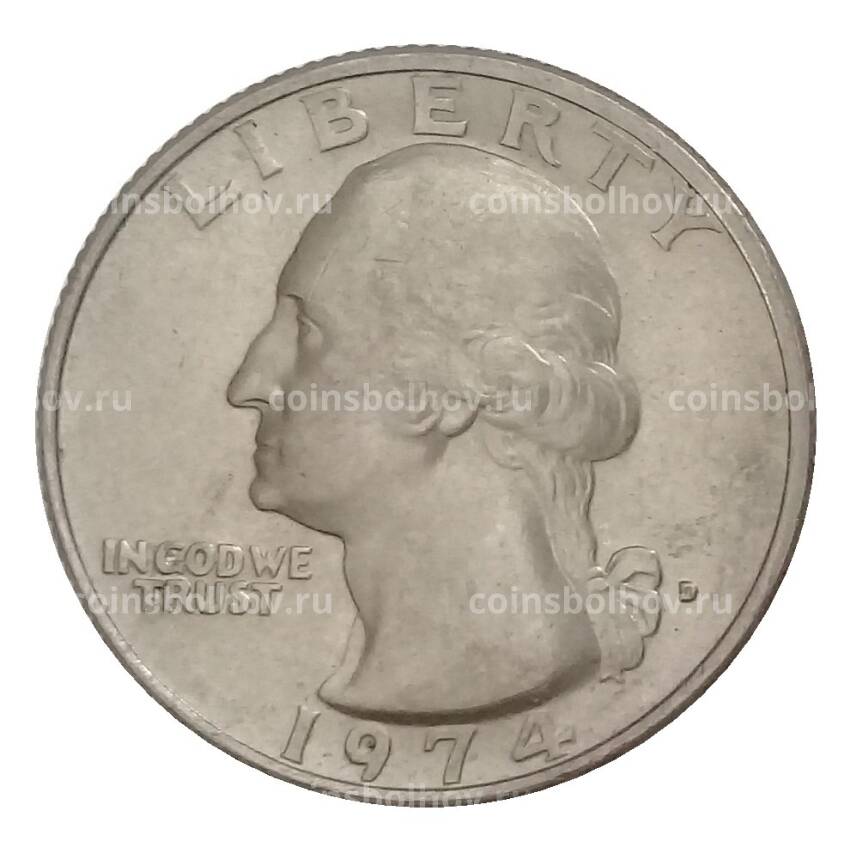 Монета 1/4 доллара (25 центов) 1974 года D США