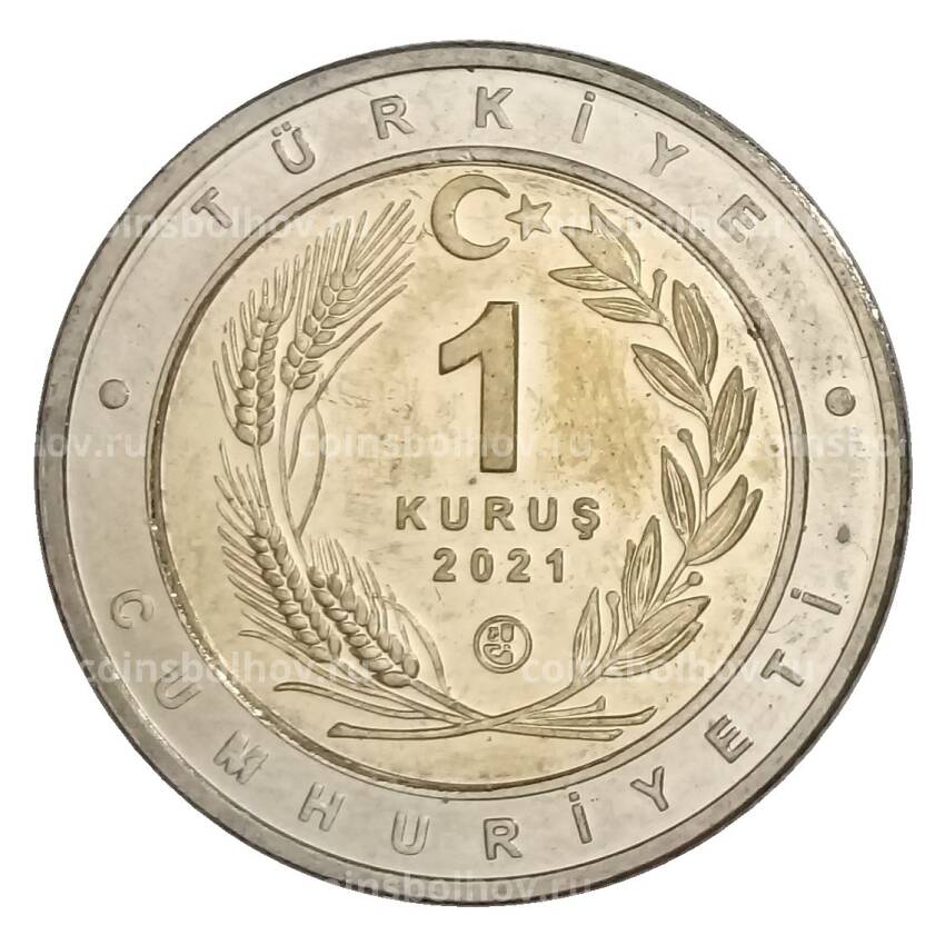 Монета 1 куруш 2021 года Турция — Каталбурун (вид 2)