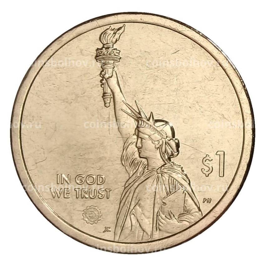 Монета 1 доллар 2019 года D CША — «Американские инновации —   Лампа накаливания» (вид 2)