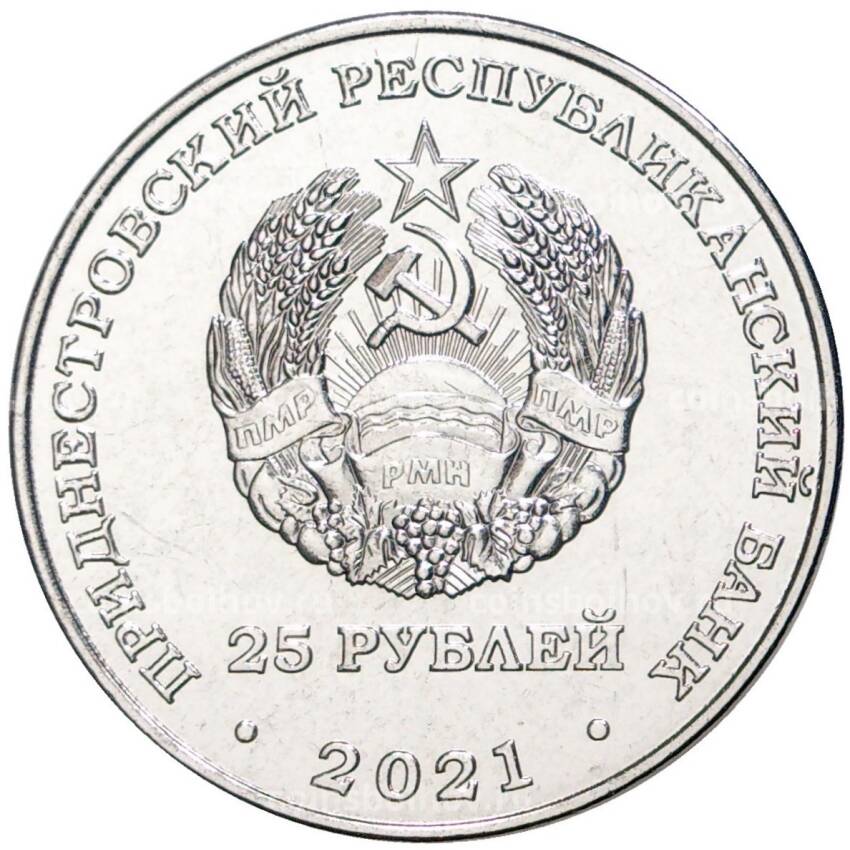 Монета 25 рублей 2021 года Приднестровье —   105 лет Тираспольскому городскому Совету народных депутатов (вид 2)