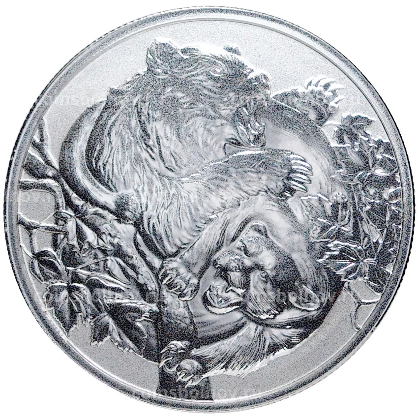 Монета 1 доллар 2022 года Ниуэ  —  Медведь против пумы