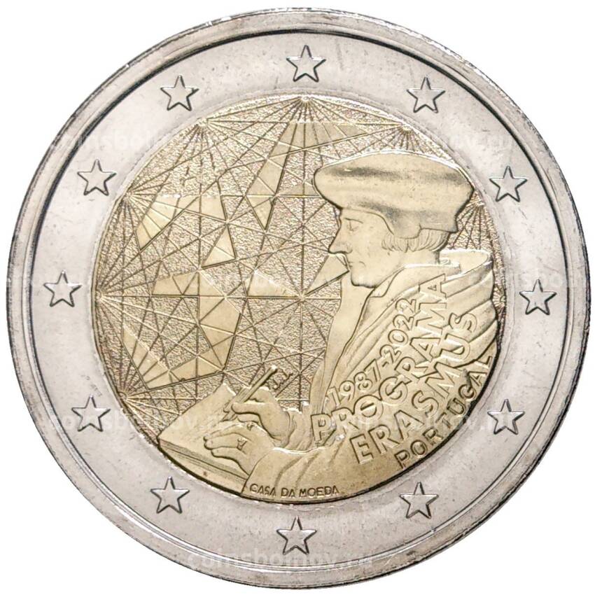 Монета 2 евро 2022 года Португалия —  35 лет программе Эразмус