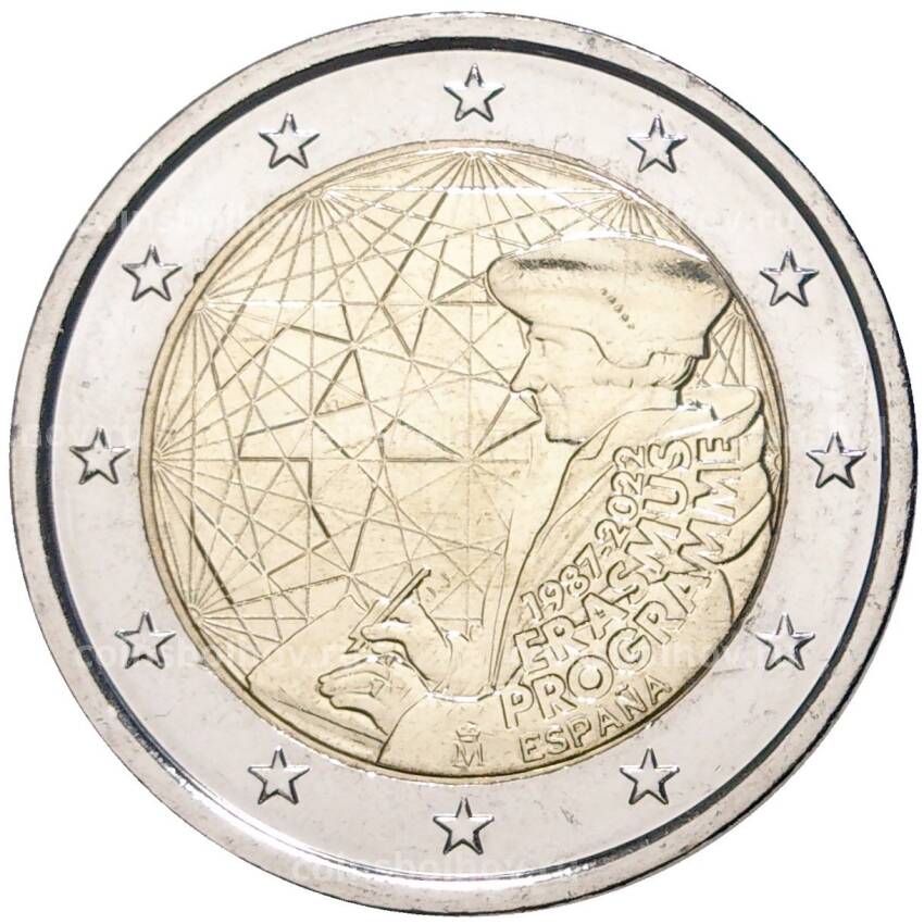 Монета 2 евро 2022 года Испания —  35 лет программе Эразмус