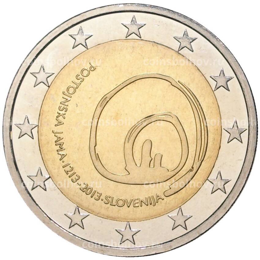 Монета 2 евро 2013 года Словения — 800 лет открытию пещеры Постойнска-Яма