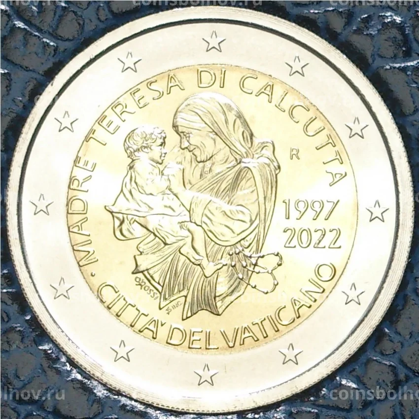 Монета 2 евро 2022 года Ватикан —  25 лет со дня смерти Матери Терезы (в буклете) 