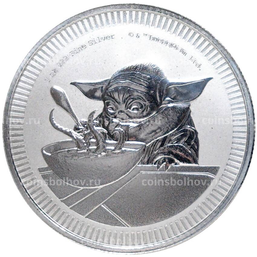 Монета 2 доллара 2022 года Ниуэ  «Звездные войны — малыш Грогу» (маленький "Йода")