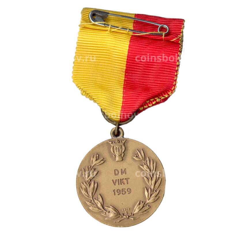 Медаль спортивная «Участник соревнования по метанию диска  1959 год» (Швеция) (вид 2)