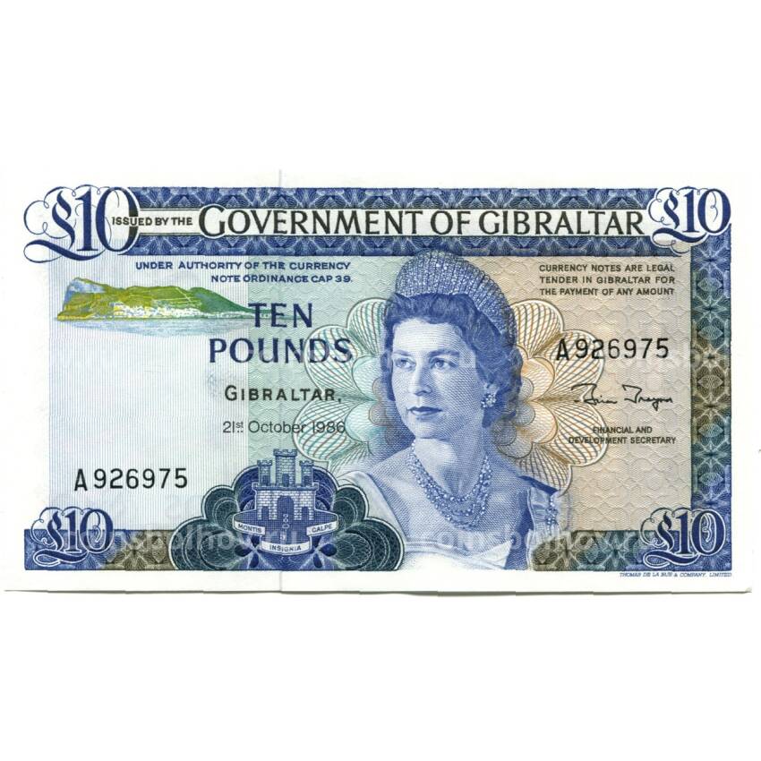 Банкнота 10 фунтов 1986 года Гибралтар