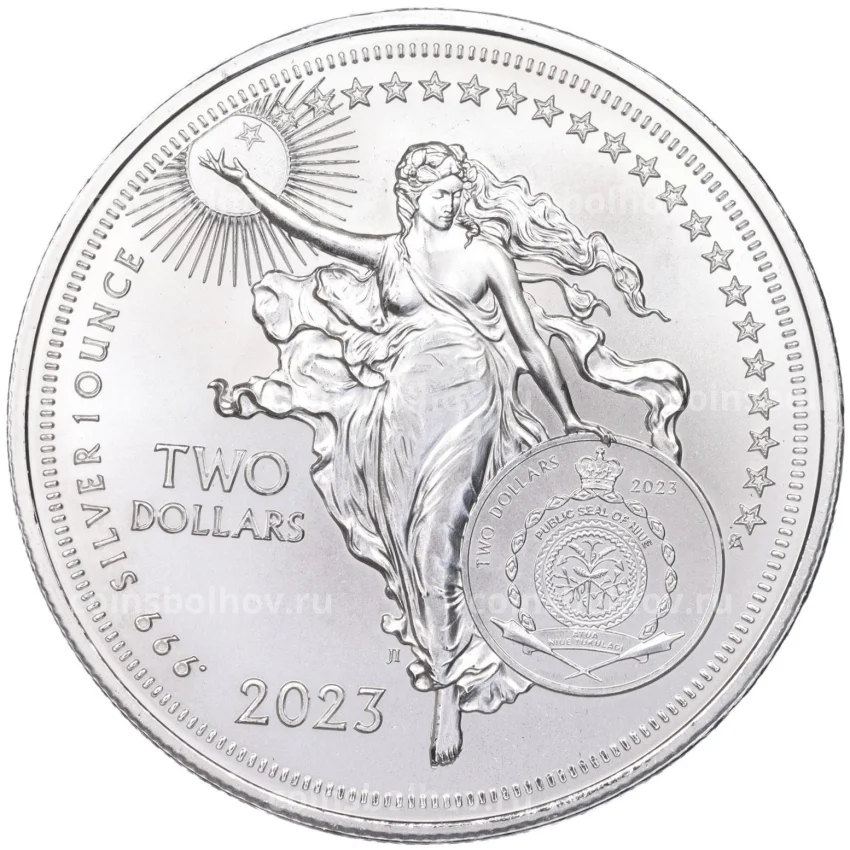 Монета 2 доллара 2023 года Ниуэ —  Иконы вдохновения- Мария Кюри (вид 2)