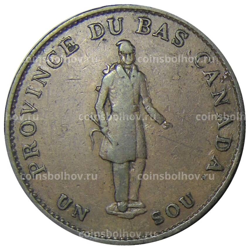 Монета 1/2 пенни 1837 года Канада — провинция нижняя Канада (Токен)
