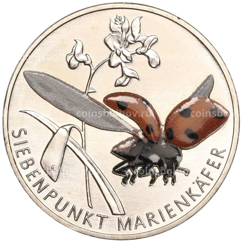 Монета 5 евро 2023 года A Германия —  Чудесный мир насекомых — Семиточечная коровка