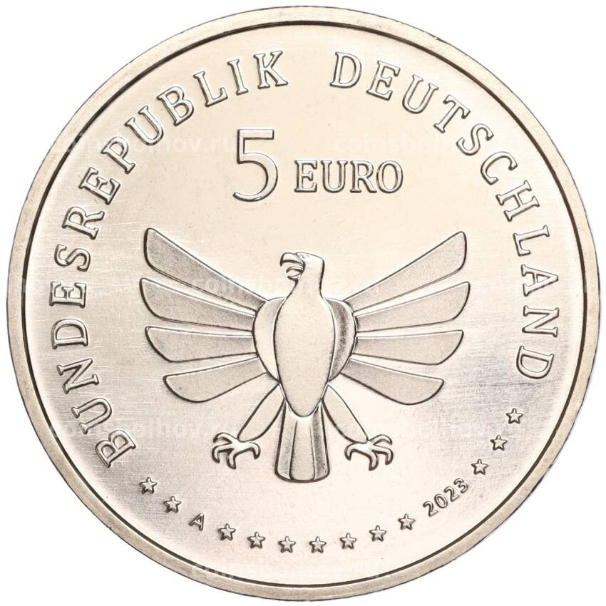 Монета 5 евро 2023 года A Германия —  Чудесный мир насекомых — Семиточечная коровка (вид 2)
