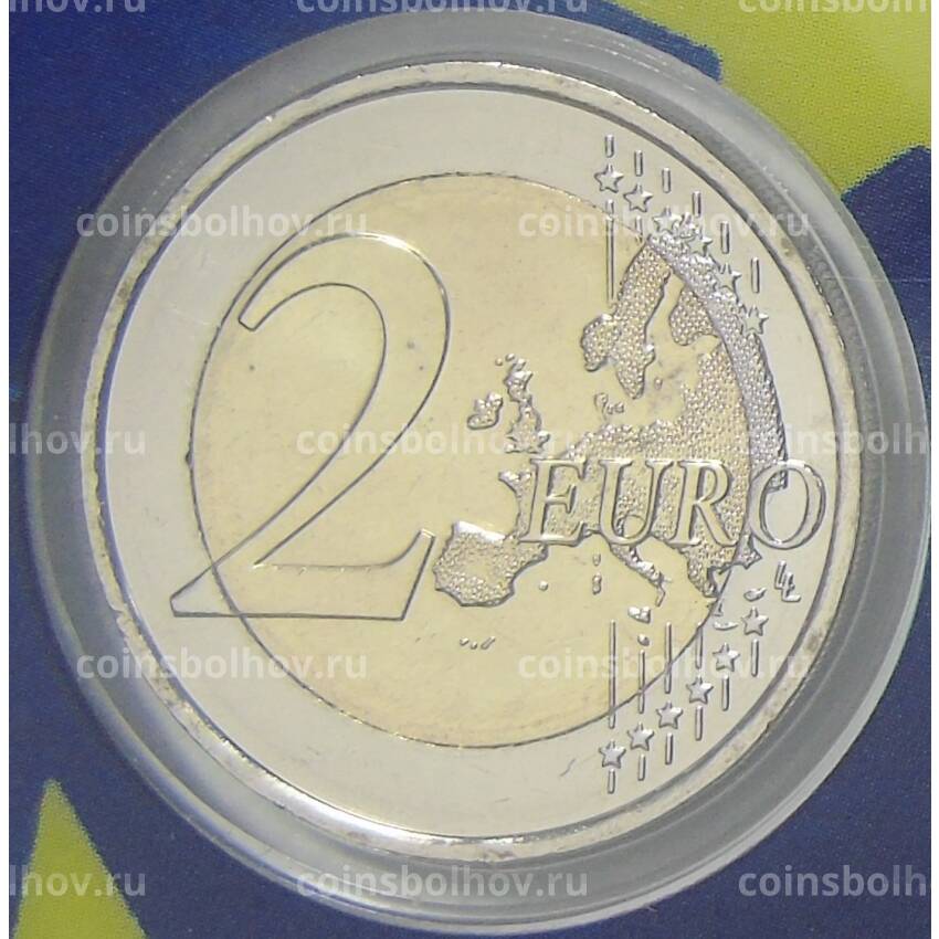 Монета 2 евро 2022 года Андорра  —  10 лет вступлению в силу валютного соглашения между Андоррой и Евросоюзом (в блистере) (вид 2)