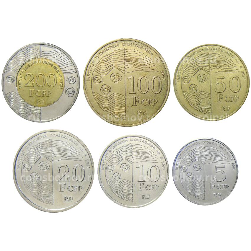 Набор монет 2021 года Французские Тихоокеанские территории (вид 2)