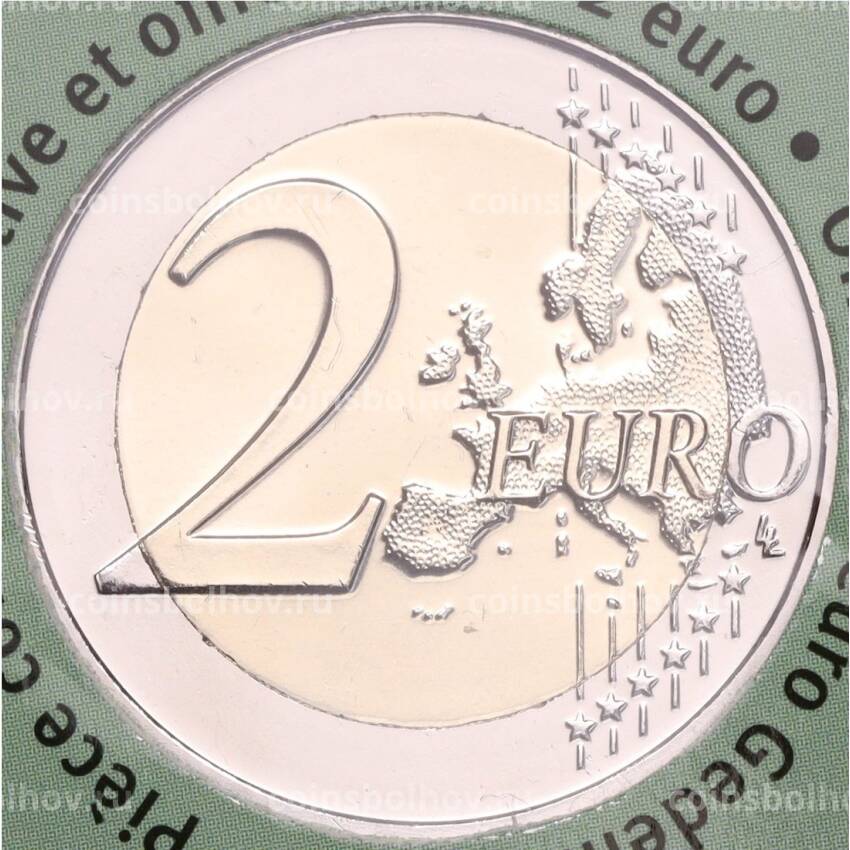Монета 2 евро 2023 года Бельгия «Новое искусство» (текст на лицевой стороне блистера на фламандском и английском) (вид 4)