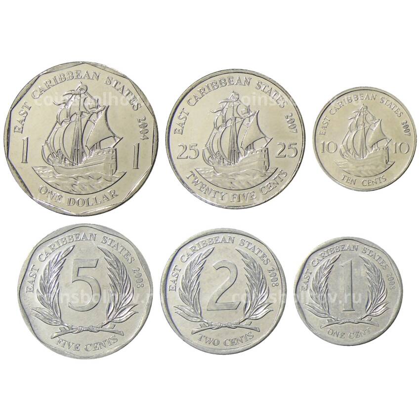 Набор монет 2004-2008 года Восточные Карибы
