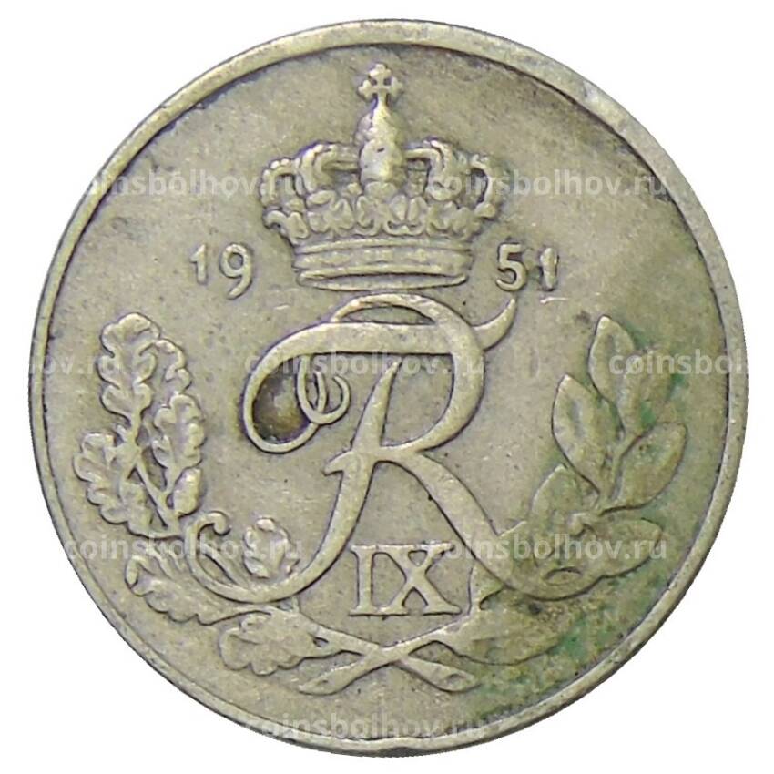 Монета 10 эре 1951 года Дания