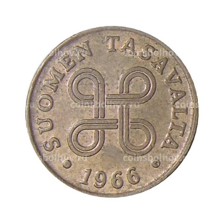 Монета 1 пенни 1966 года Финляндия