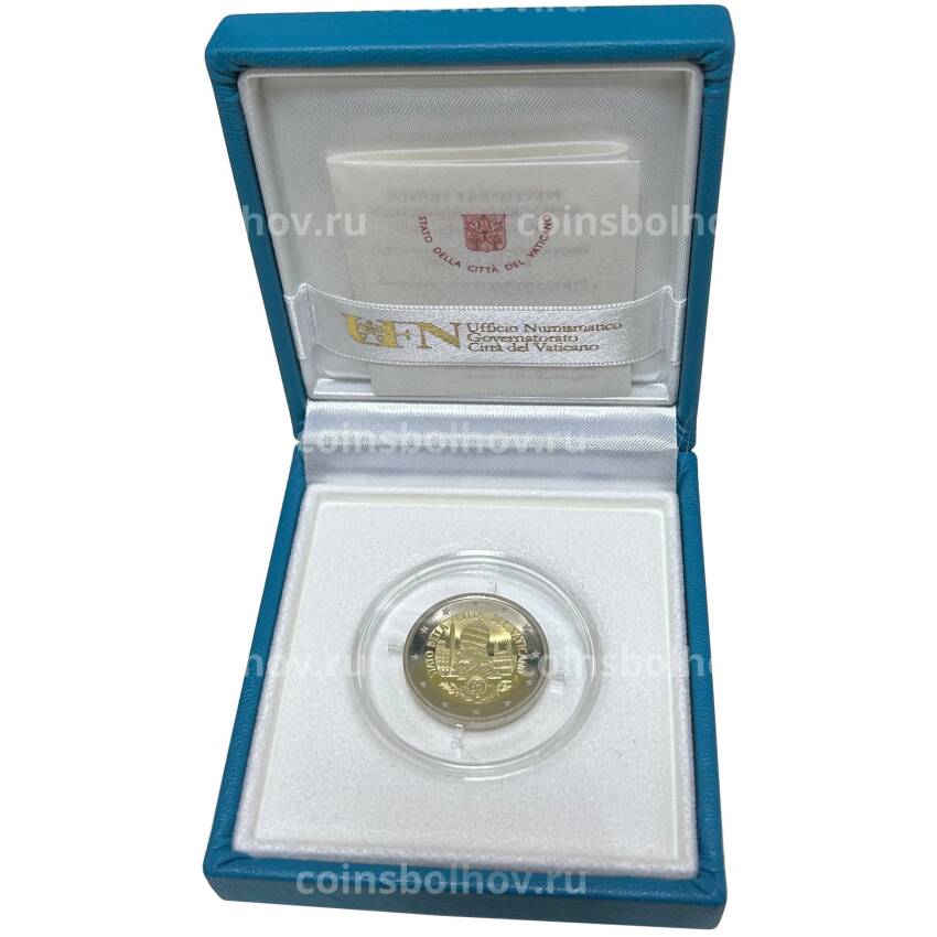 Монета 2 евро 2019 года Ватикан «90 лет со дня основания города-государства Ватикан» (в подарочной коробке) (вид 3)