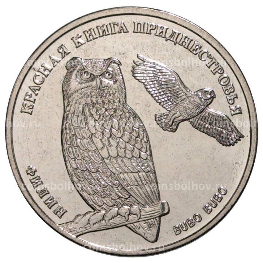 Монета 1 рубль 2018 года Приднестровье —   Красная книга Приднестровья — Филин
