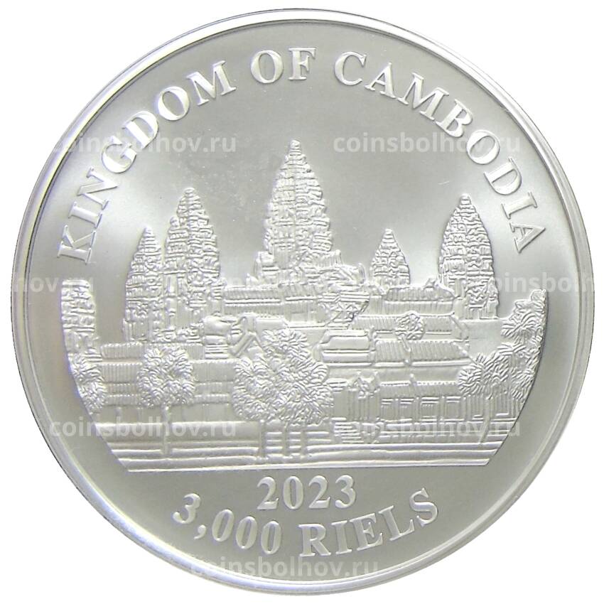 Монета 3000 риэлей 2023 года Камбоджа — Потеряннные тигры Камбоджи (вид 2)