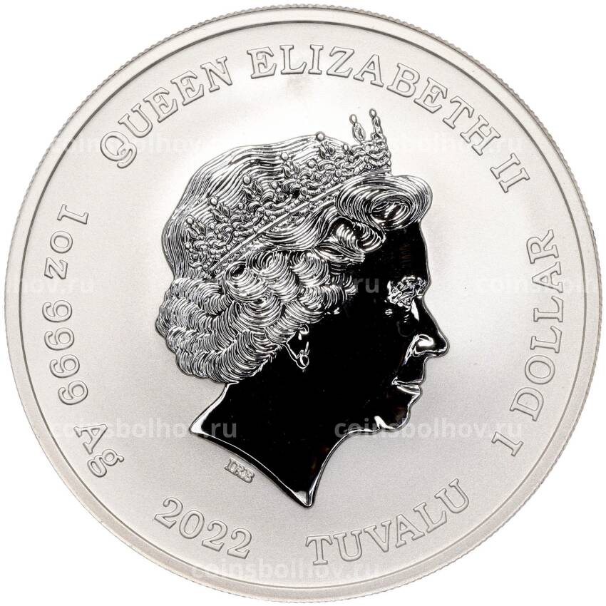 Монета 1 доллар 2022 года Тувалу «Черный флаг — Восходящее Солнце» (вид 2)