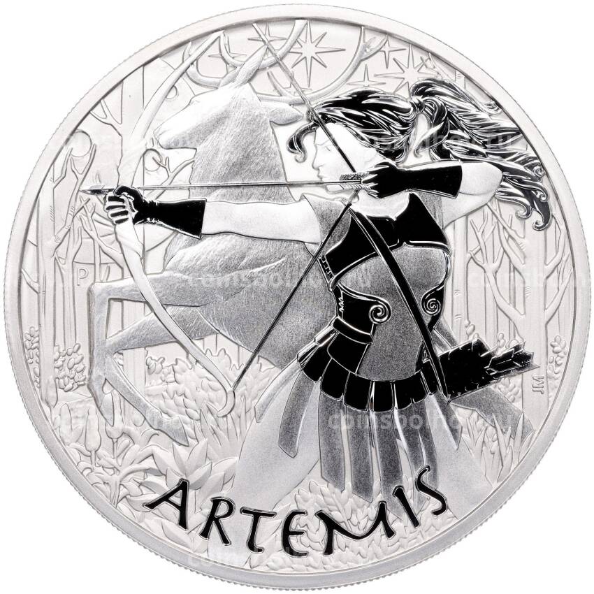 Монета 5 долларов 2023 года Тувалу «Боги Олимпа — Артемида»