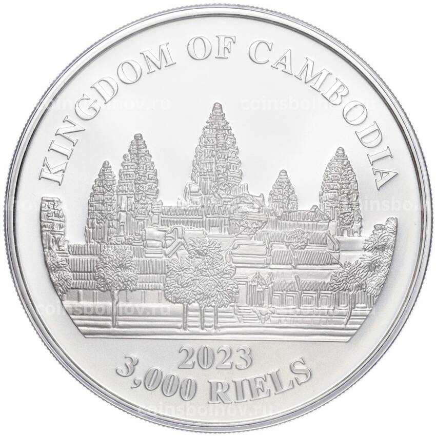 Монета 3000 риэлей 2023 года Камбоджа «Азиатский слон» (вид 2)