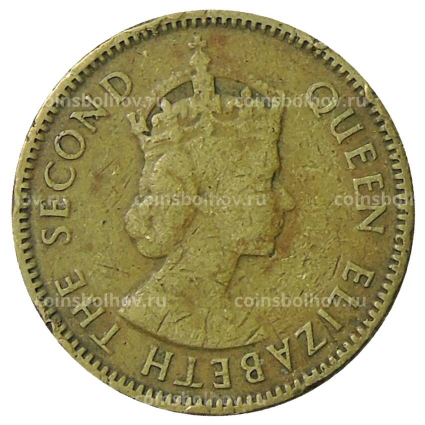 Монета 10 центов 1955 года Гонконг (вид 2)